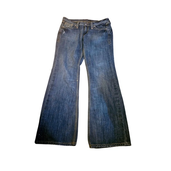 Rock Revival Denim - Rock Revival Bootcut Jeans‎ Dark Wash Rhinestone Fleur De Lis 11x34
